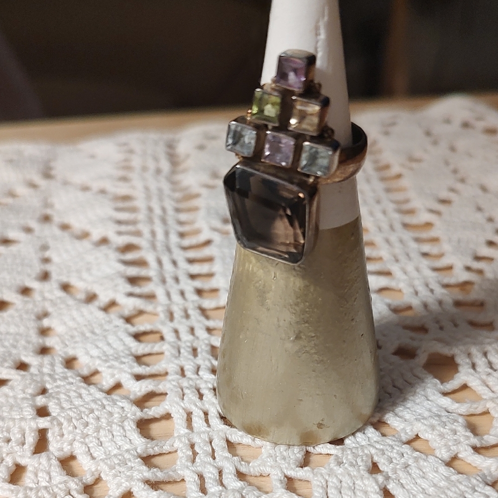 Sterling Silver Multi-Gem Statement  Ring